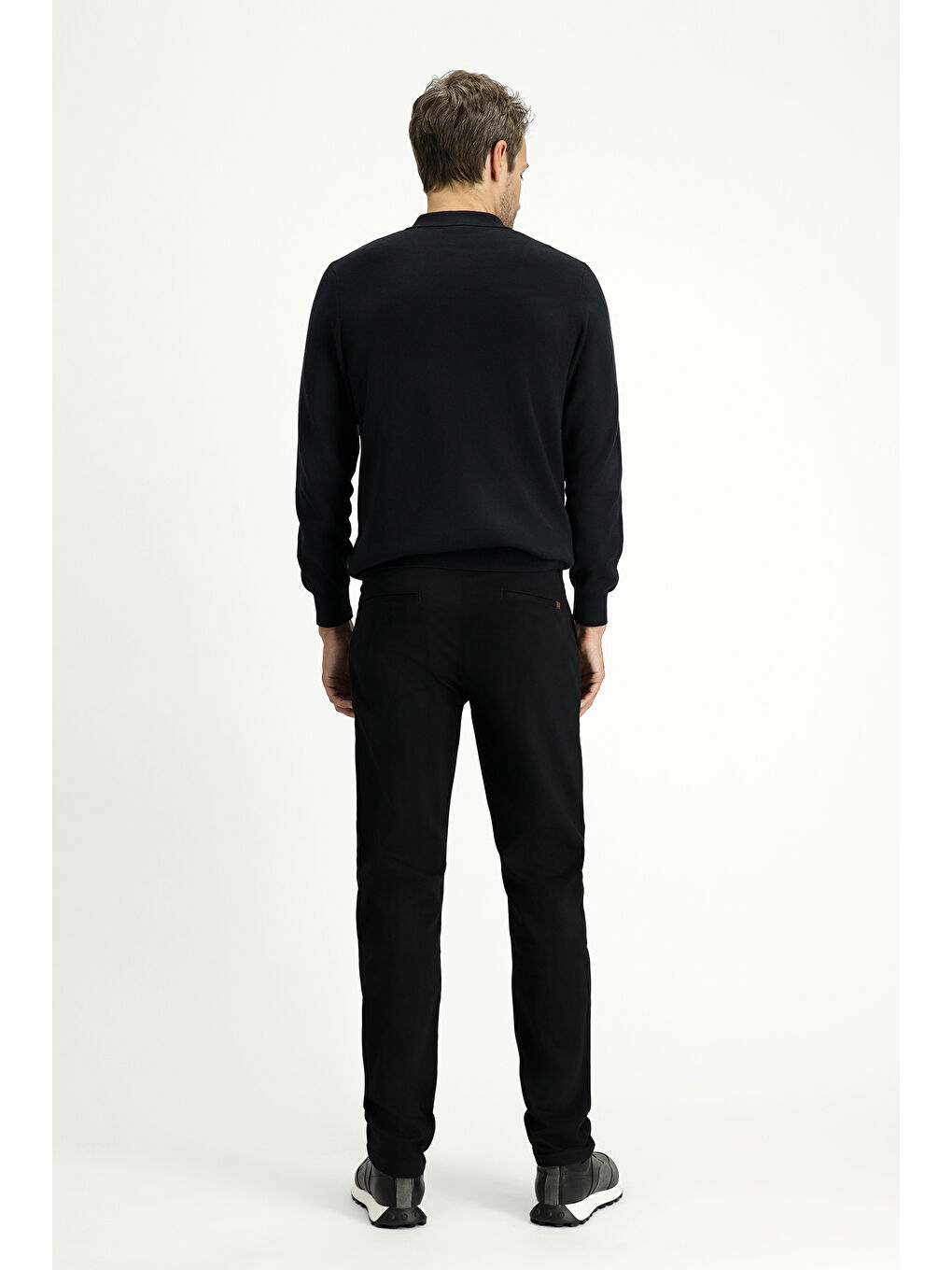 Siyah Regular Fit Desenli Elastanlı Kanvas / Chino Pantolon-3