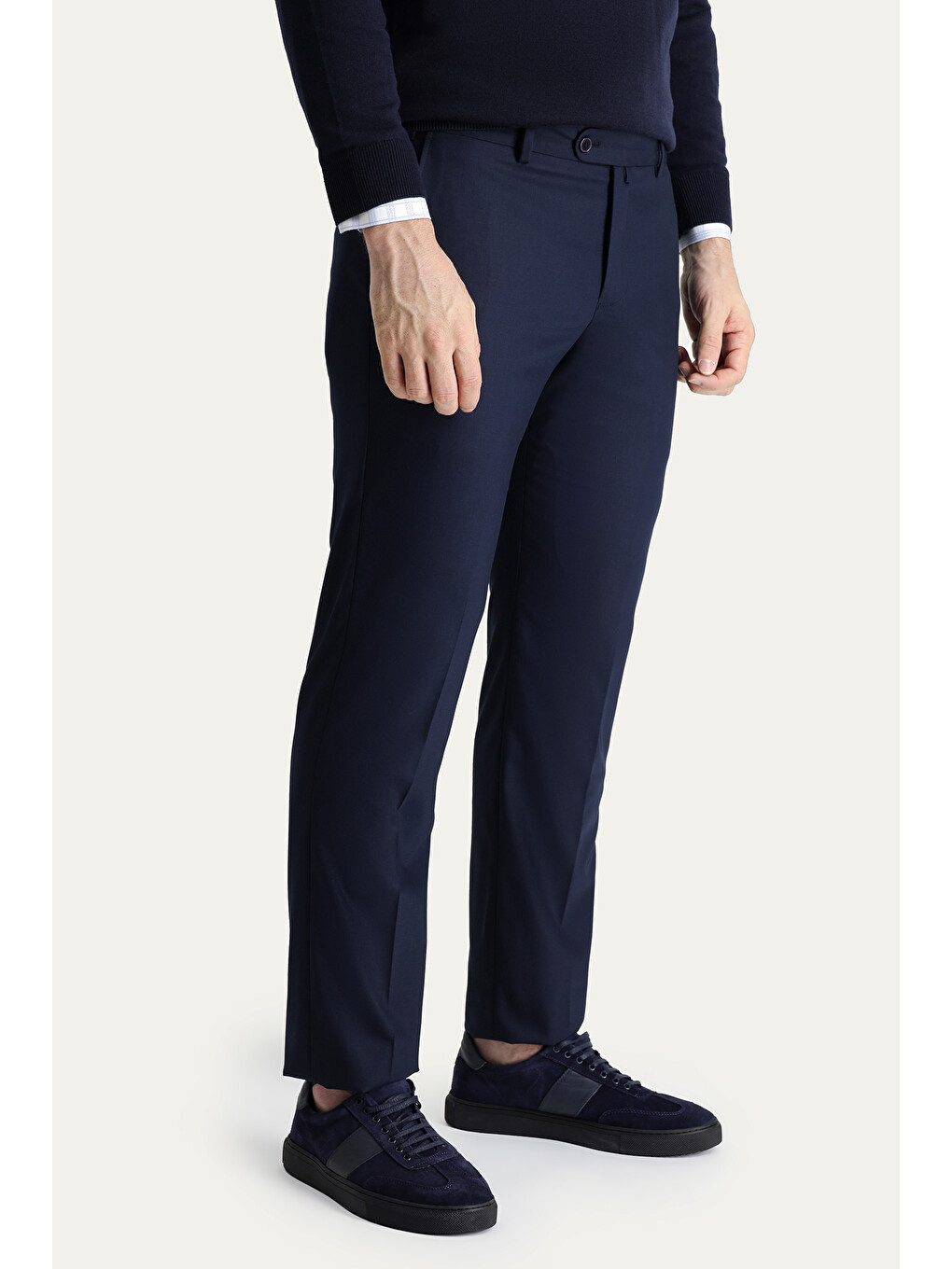 Lacivert Slim Fit Dar Kesim Klasik Kumaş Pantolon-1
