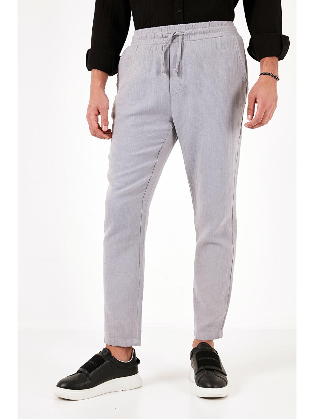 Gri Pamuklu Regular Fit Yazlık Müslin Erkek Pantolon CF24S617805-2
