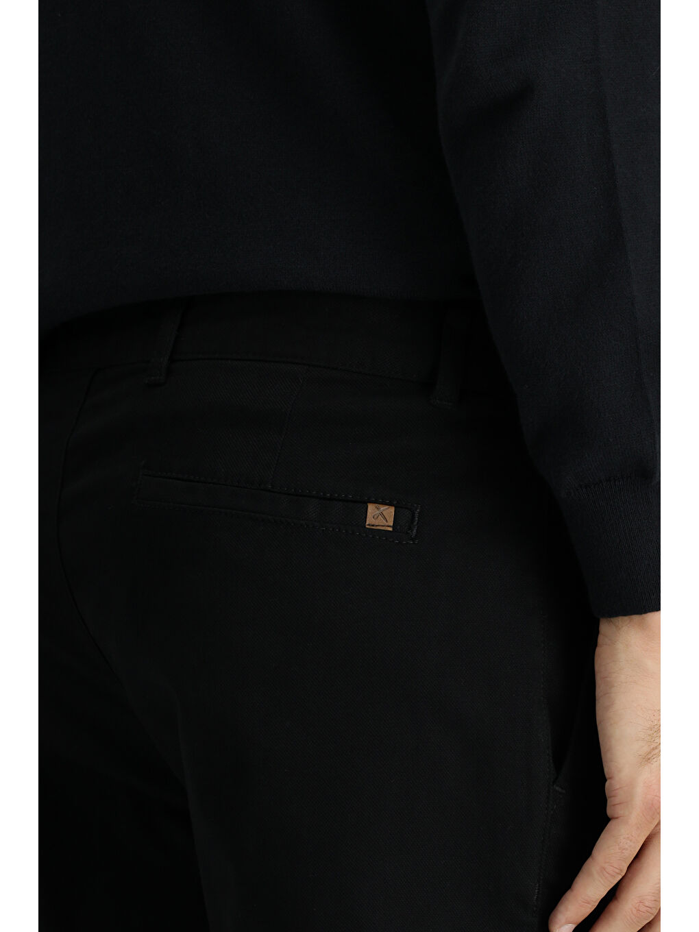 Siyah Regular Fit Desenli Elastanlı Kanvas / Chino Pantolon-4