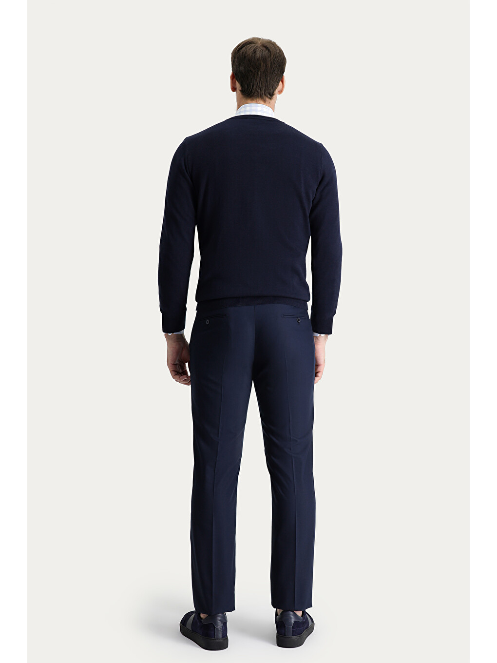 Lacivert Slim Fit Dar Kesim Klasik Kumaş Pantolon-2