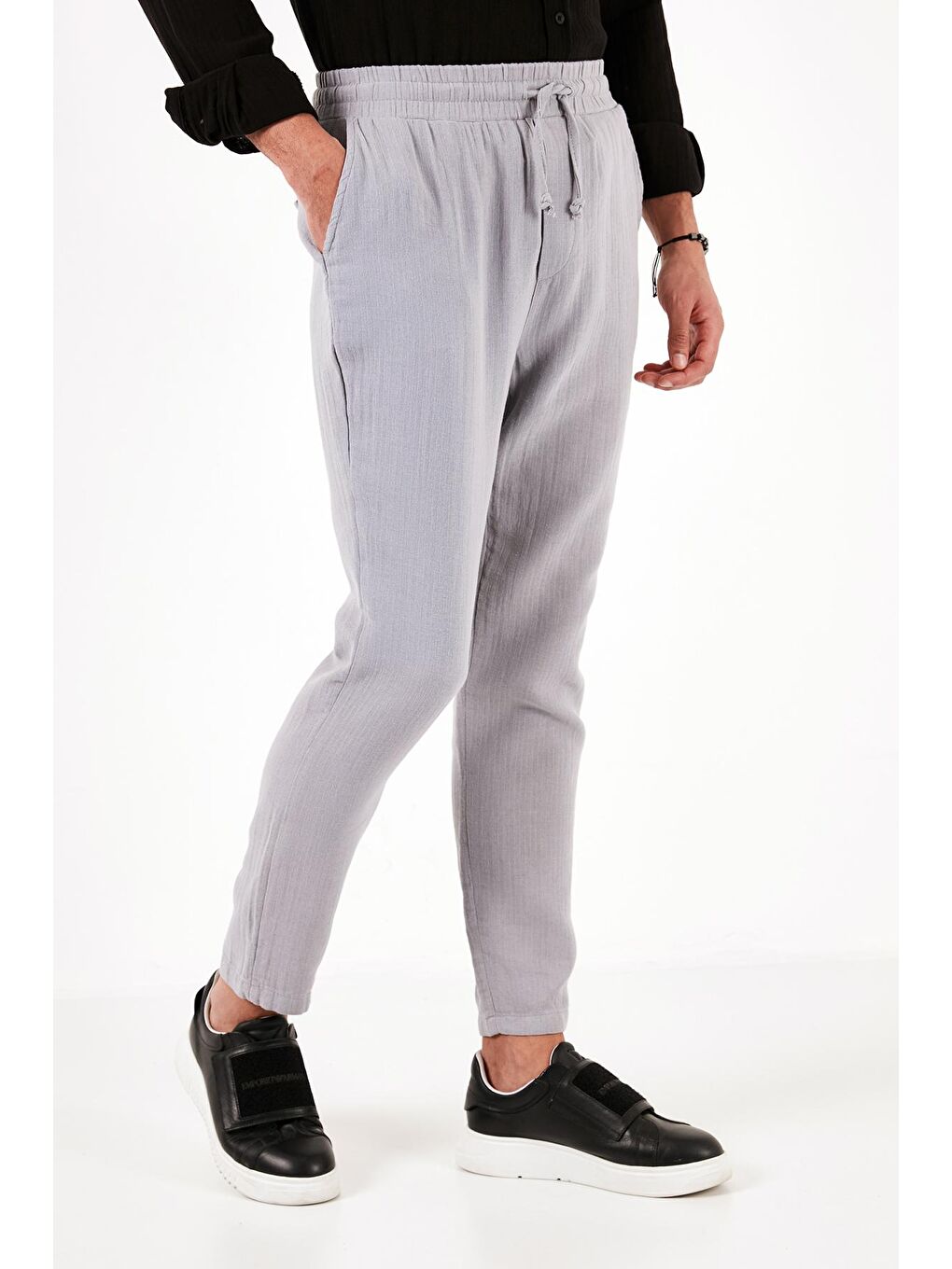 Gri Pamuklu Regular Fit Yazlık Müslin Erkek Pantolon CF24S617805-3