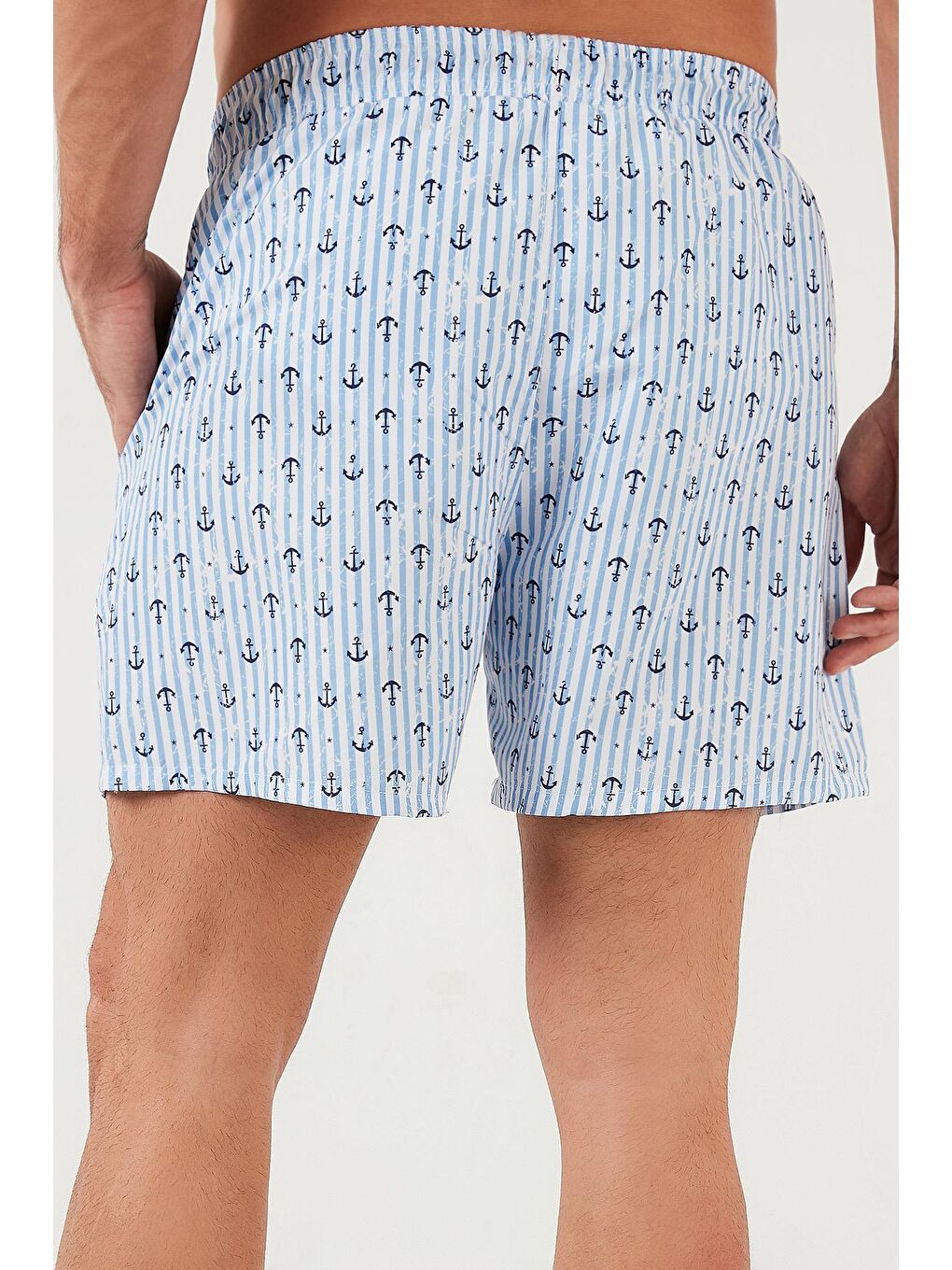 Turkuaz Belden Bağlamalı Deniz Şortu Desenli Cepli Mayo Short 3800468-2