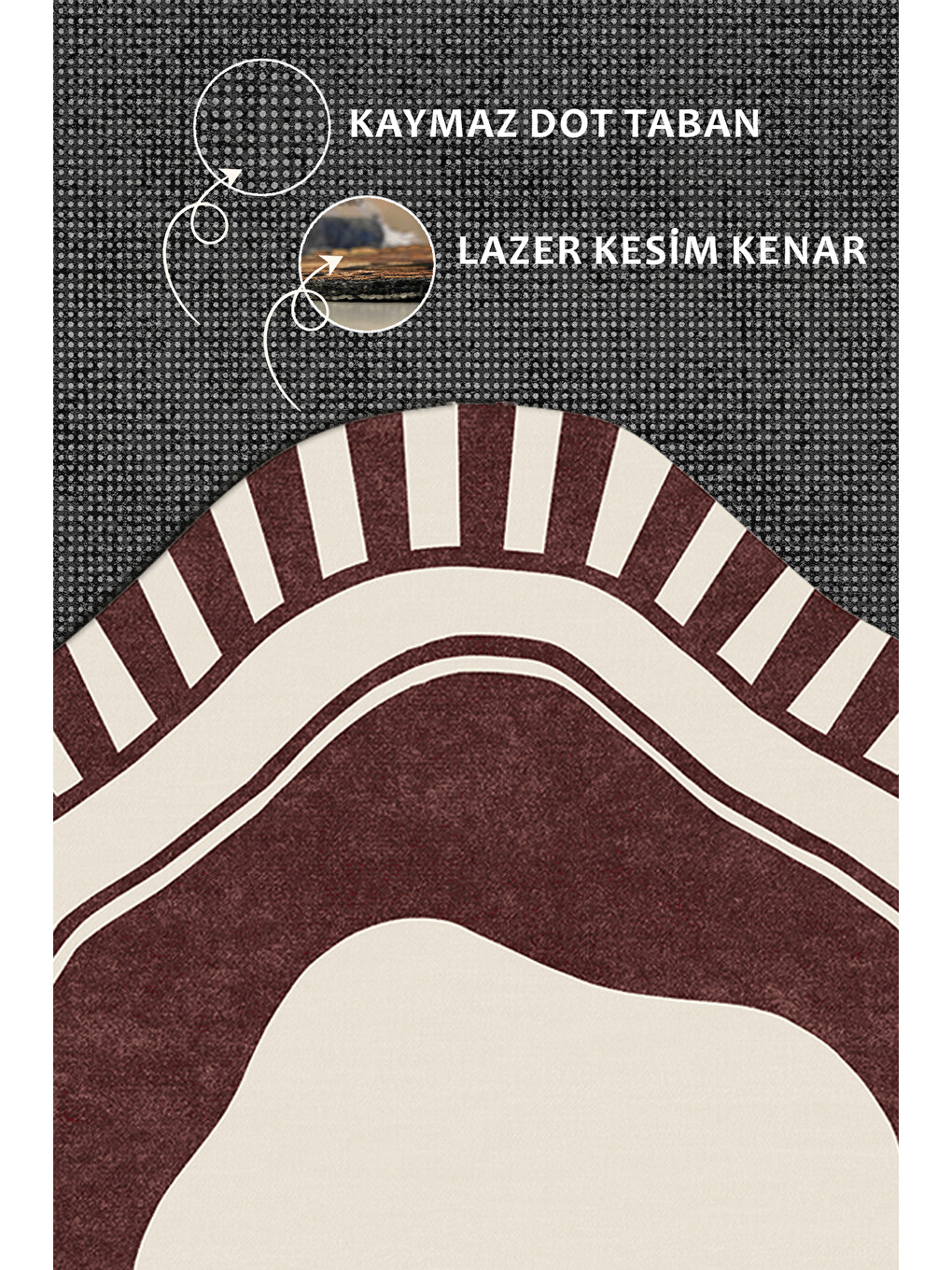 Bordo Modern Dekoratif Halı – Makinada Yıkanabilir, Kaymaz Taban, İnce Lazer Kesim Halı-3