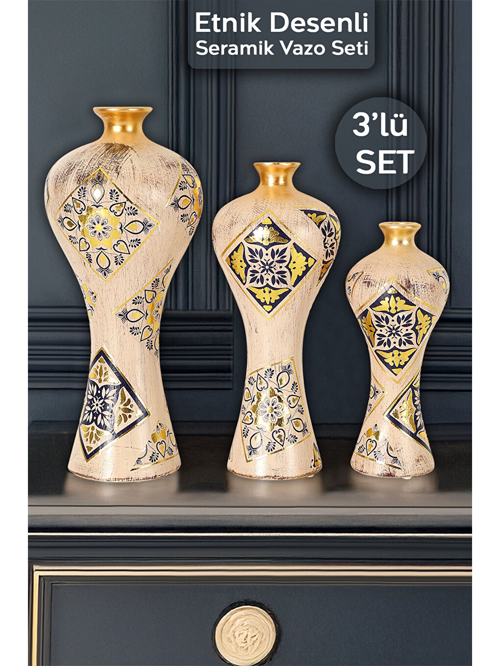 Karışık 3'lü Elegance Vazo Seti