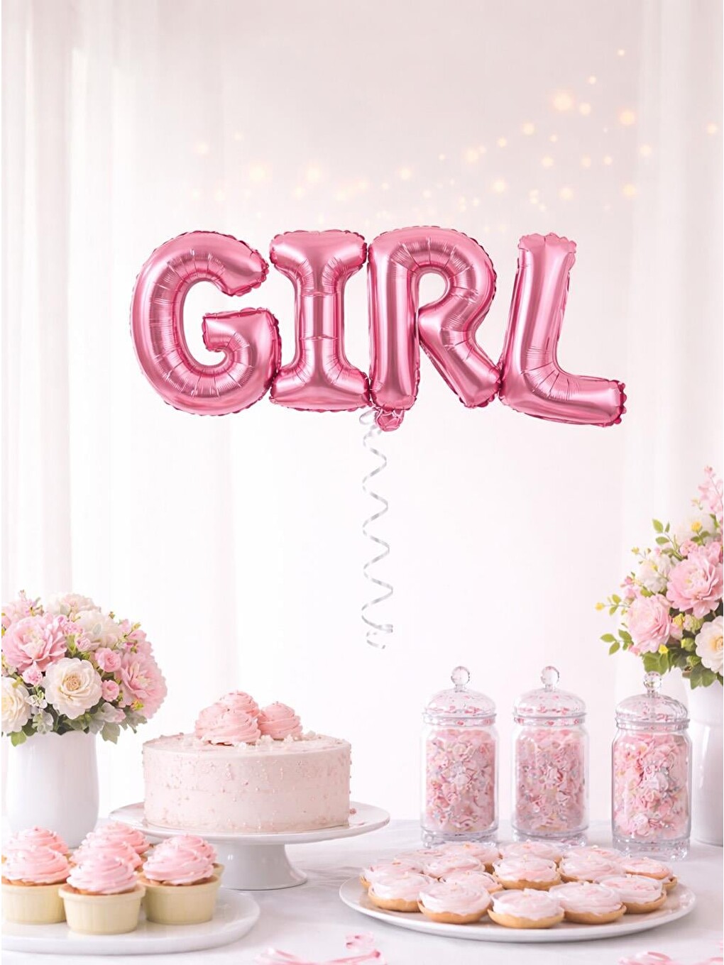 Pembe Girl Folyo Balon Baby Shower Cinsiyet Belirleme Parti Balonu 60 cm