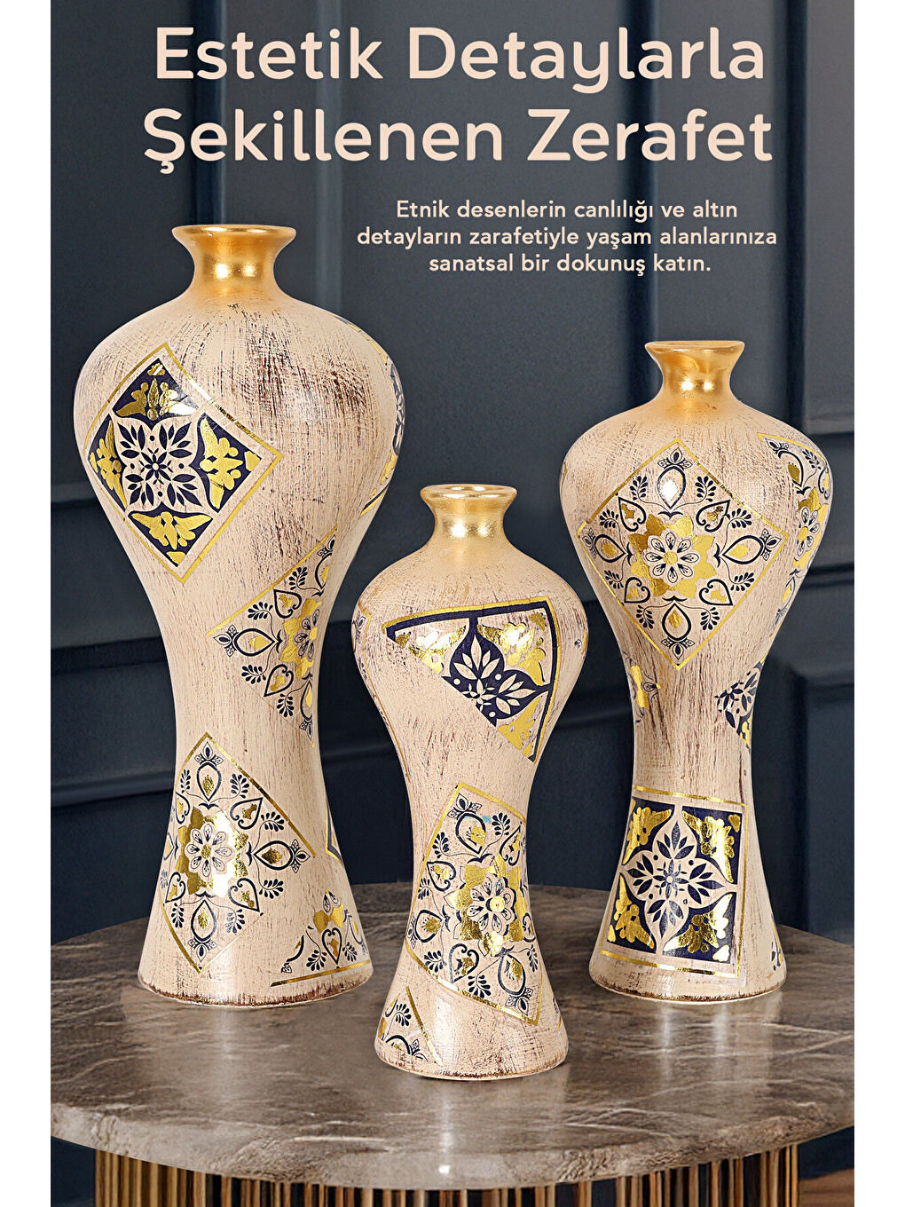 Karışık 3'lü Elegance Vazo Seti-1