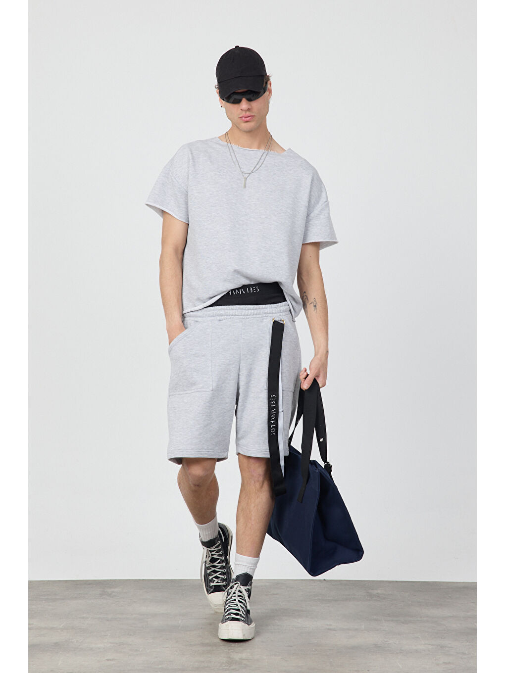 Erkek Blank Gri Şort