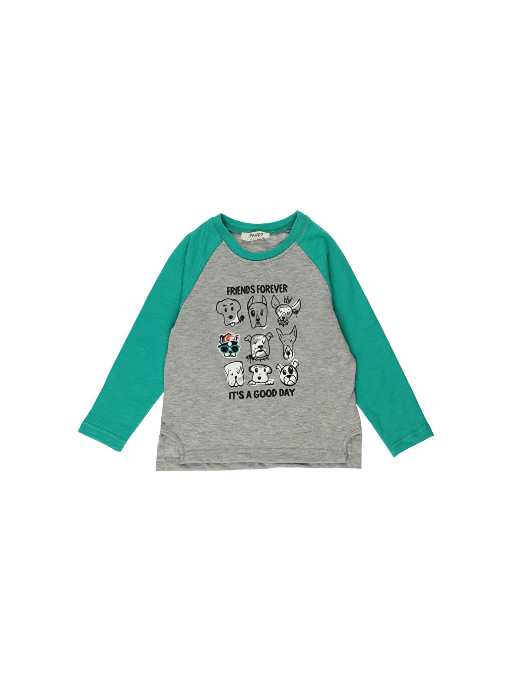 Yeşil Erkek Çocuk Bisiklet Yaka Yırtmaç Detaylı Tişört