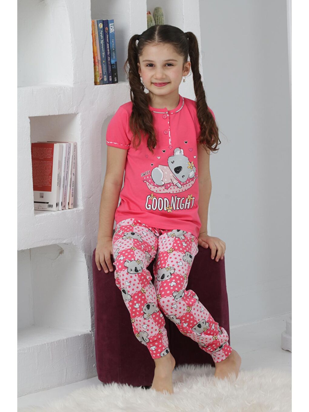 Kapi Kids Fuşya Kız Çocuk Ayıcık Baskılı - 2 Düğmeli Pijama Takımı 7-11 Yaş 6065 - 2