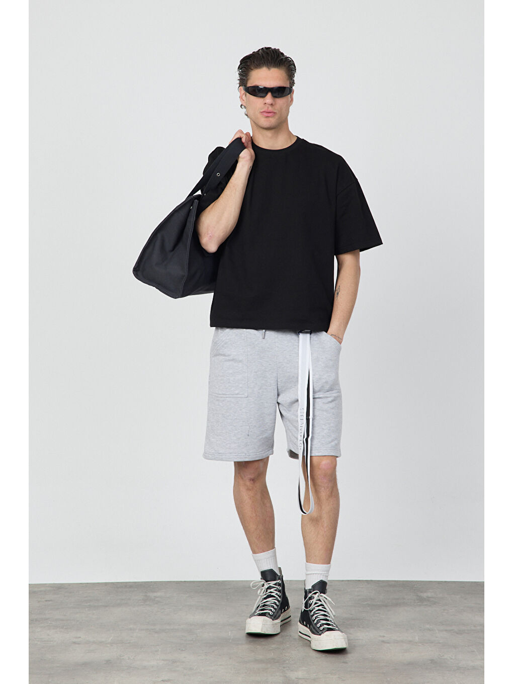 Erkek Blank Gri Şort-1