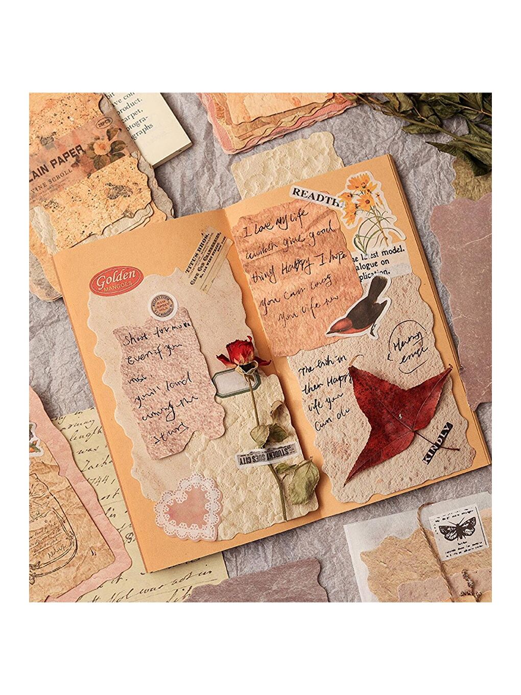 Vintage Doku Tasarımlı Scrapbook Kağıt Seti (28 Parça)-2