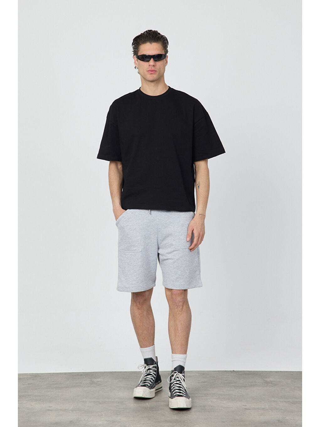 Erkek Blank Gri Şort-2