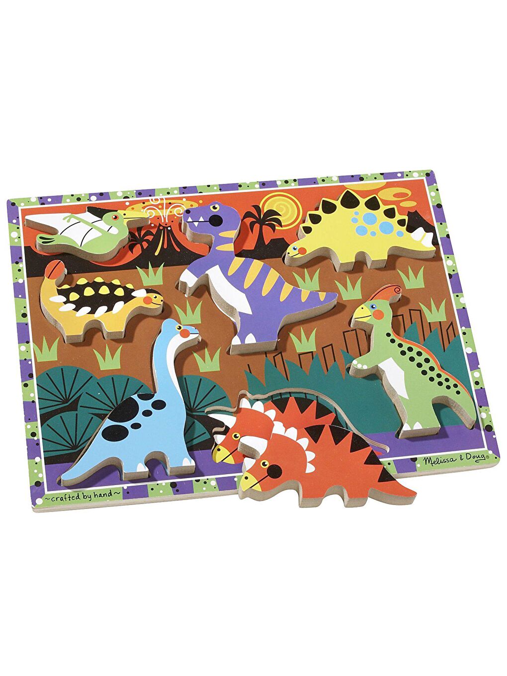 Melissa and Doug Karışık Ahşap Tombul Yapboz - Dinozorlar - 1