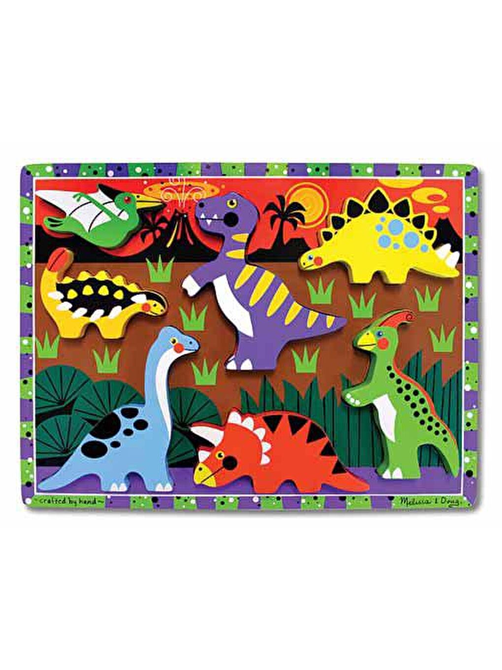 Melissa and Doug Karışık Ahşap Tombul Yapboz - Dinozorlar - 2