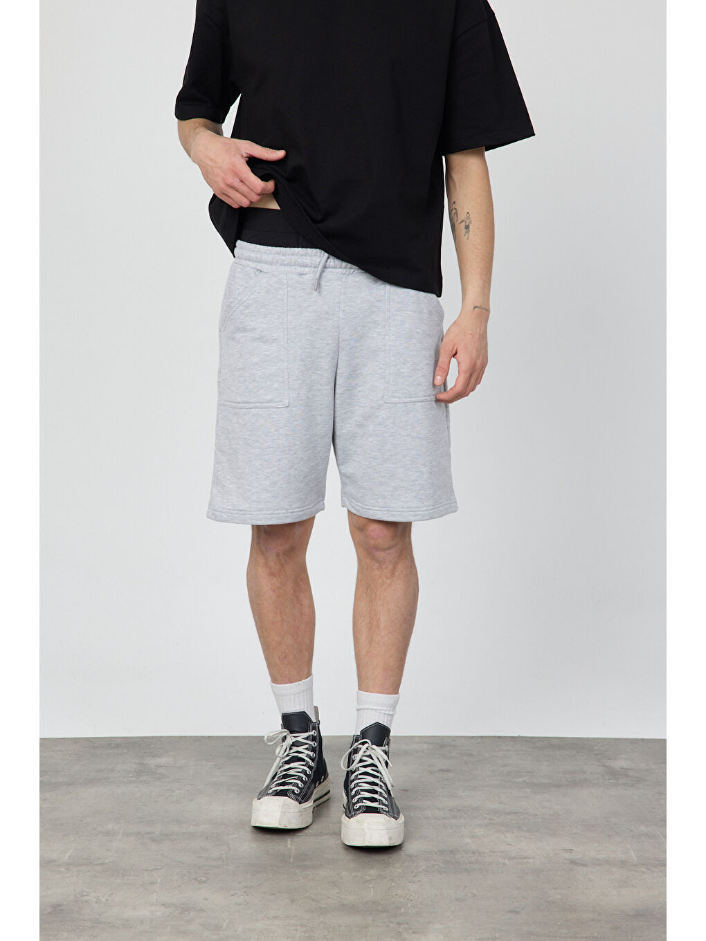 Erkek Blank Gri Şort-3