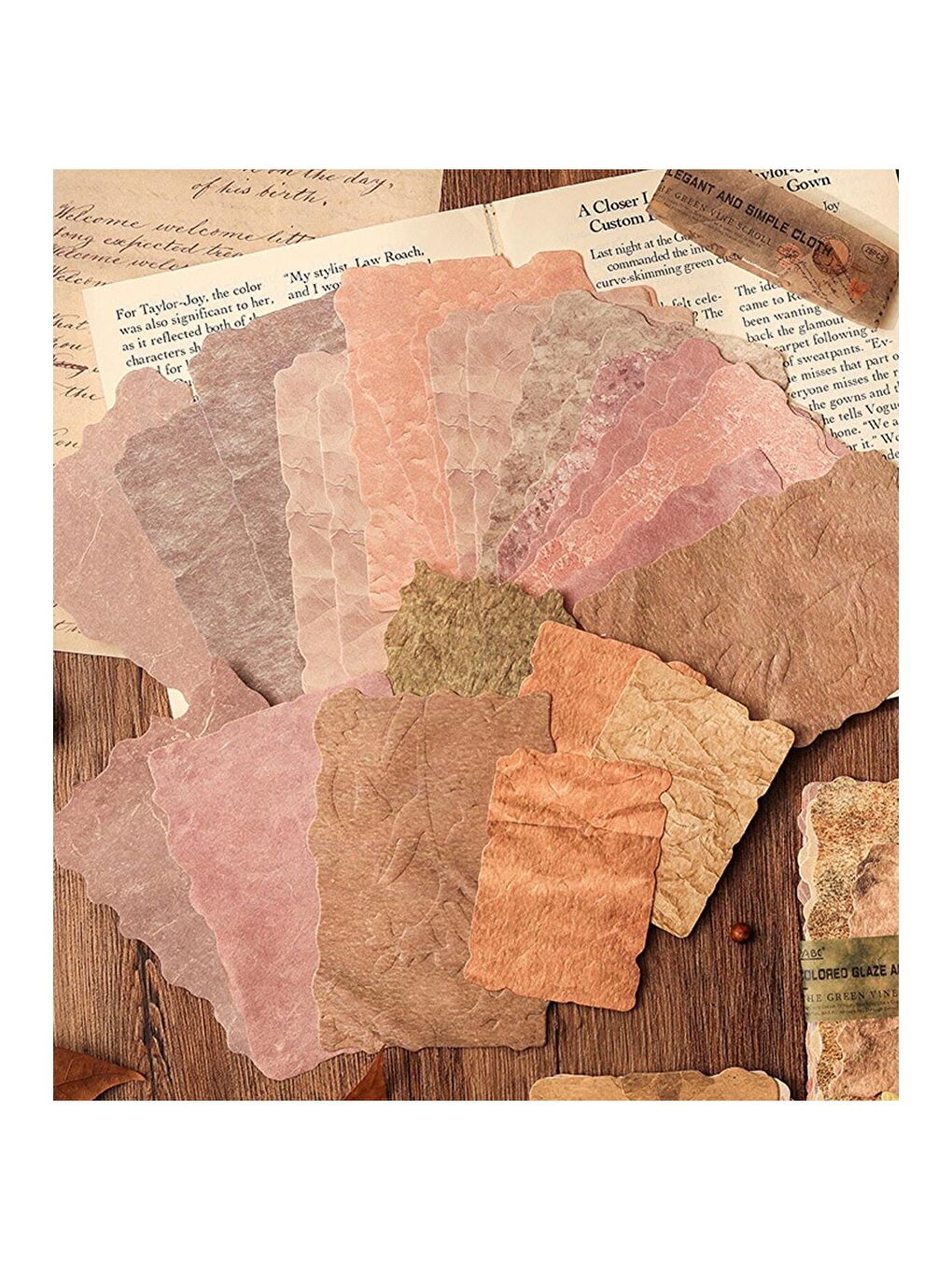 Vintage Doku Tasarımlı Scrapbook Kağıt Seti (28 Parça)-3