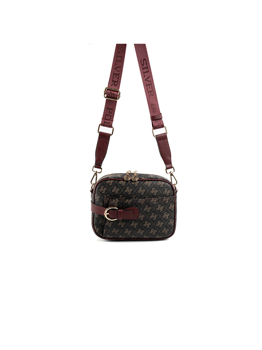 Kahverengi Kadın Çapraz Çanta 1256-48360 SILVER POLO ÇAPRAZ BAYAN ÇANTASI M178 KAHVE SARI-MAT BORDO