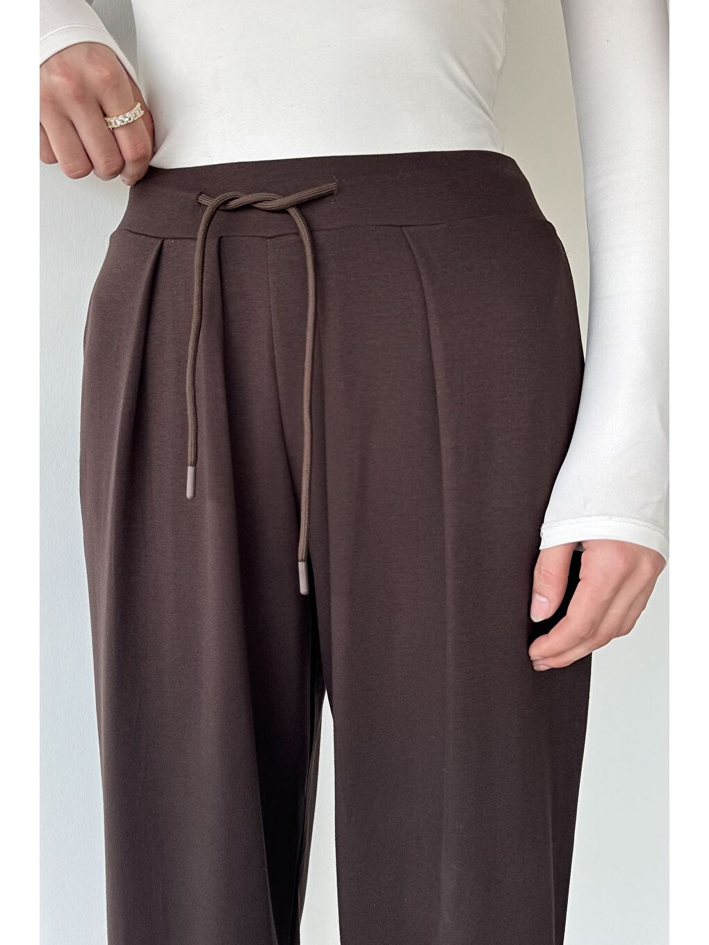 Kahverengi Cepli Şalvar Pantolon-2