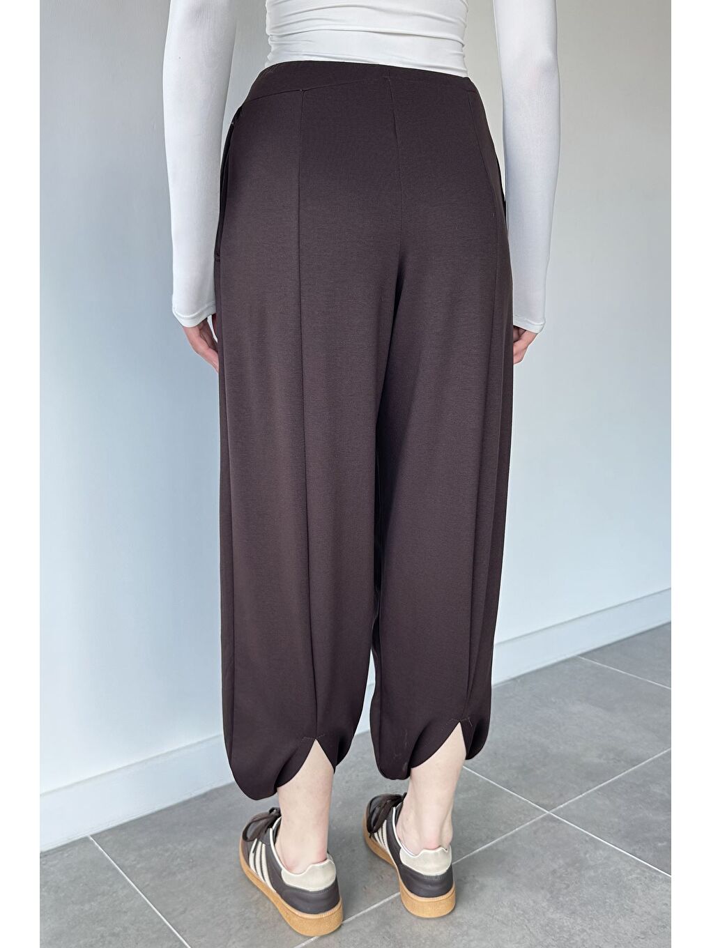 Kahverengi Cepli Şalvar Pantolon-3