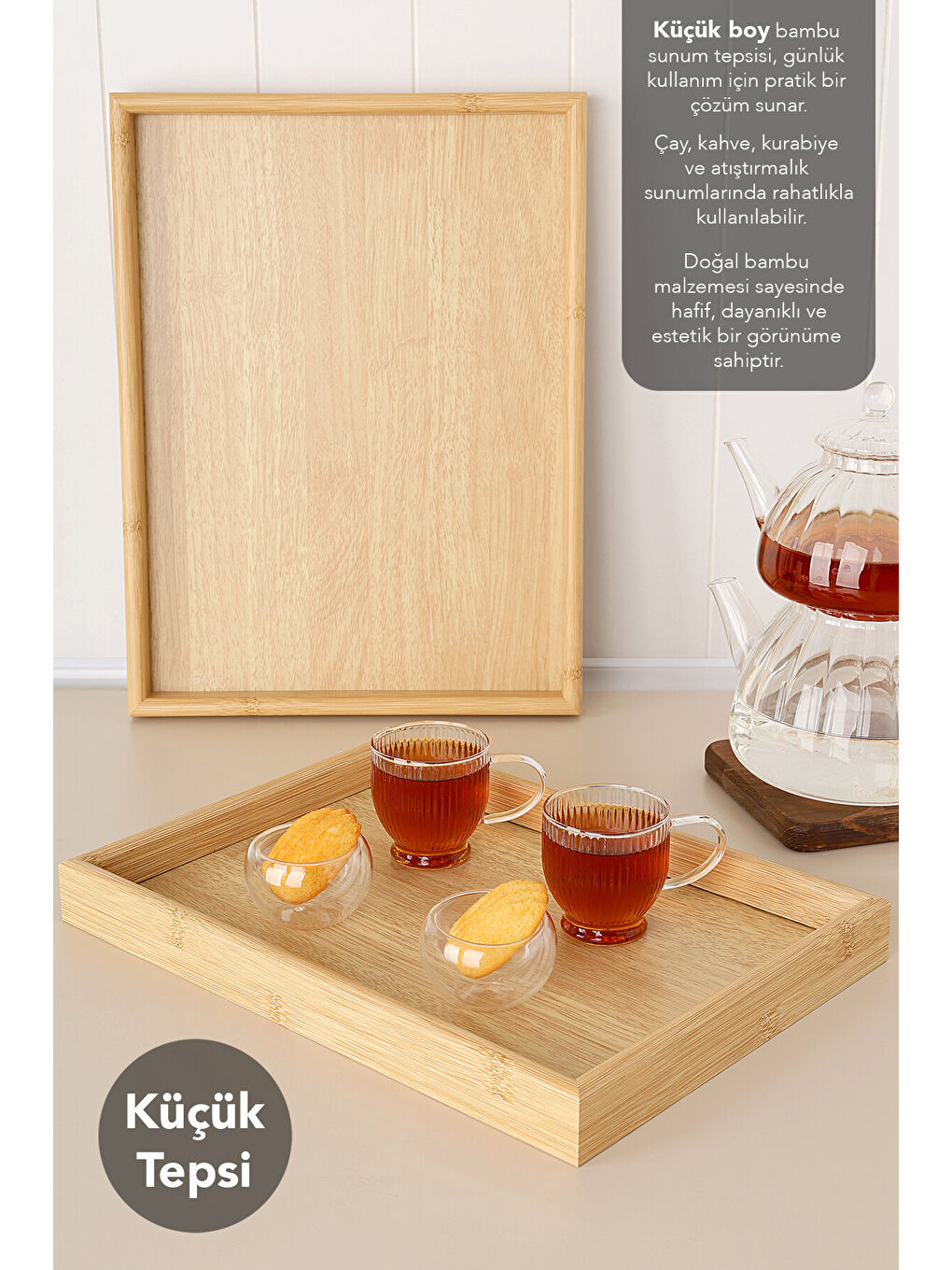 Bej 2'li Dikdörtgen Tepsi Seti-2
