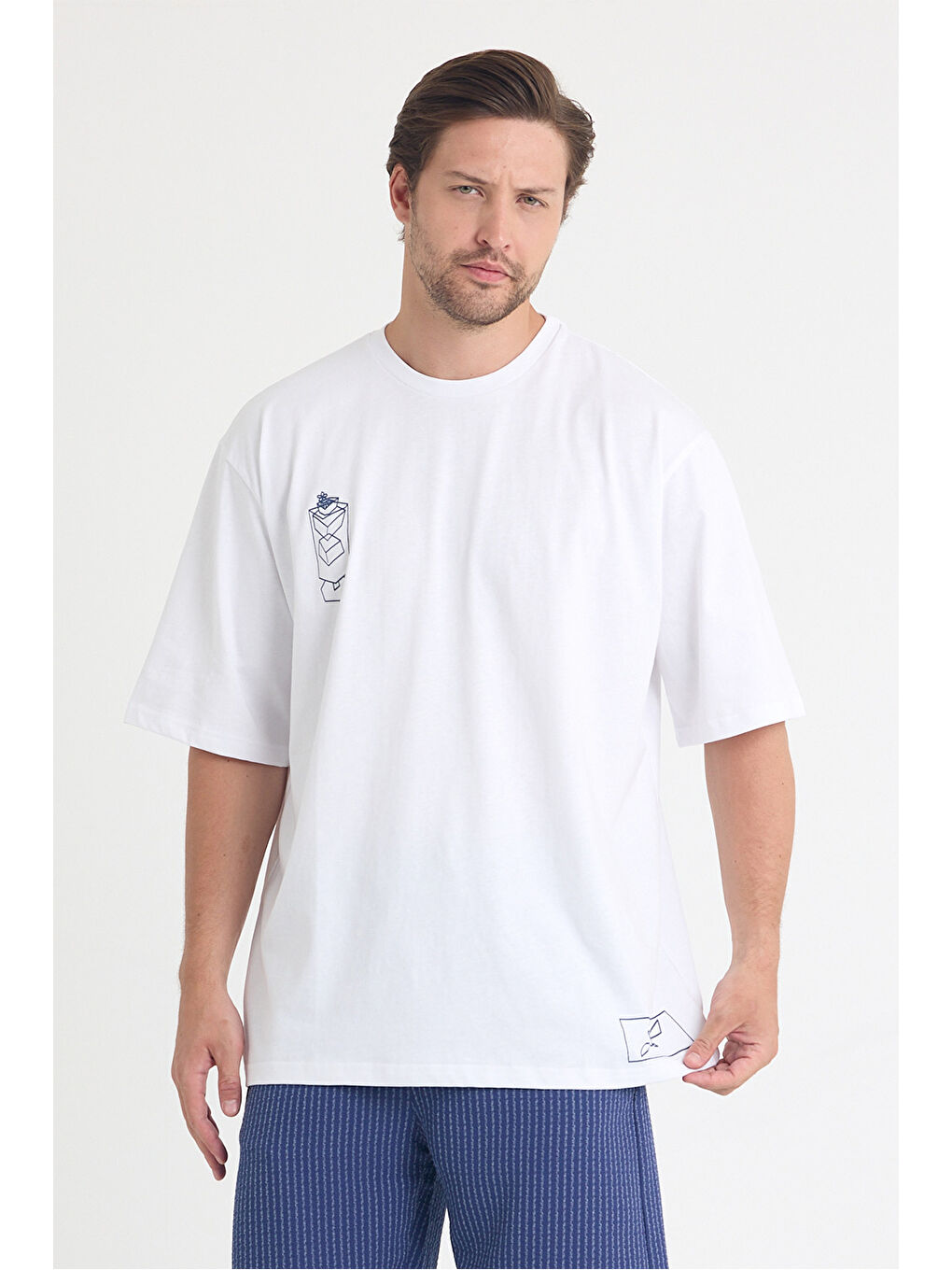 Erkek Relaxed 005 Oversize Beyaz T-Shirt