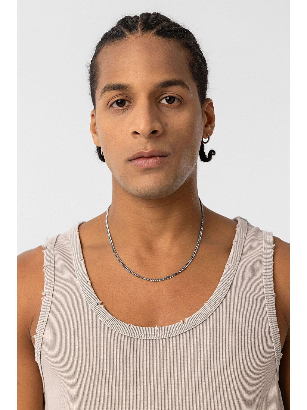 Bej Yıkamalı Tank Top Kaşkorse Kolsuz Tişört Taş-4