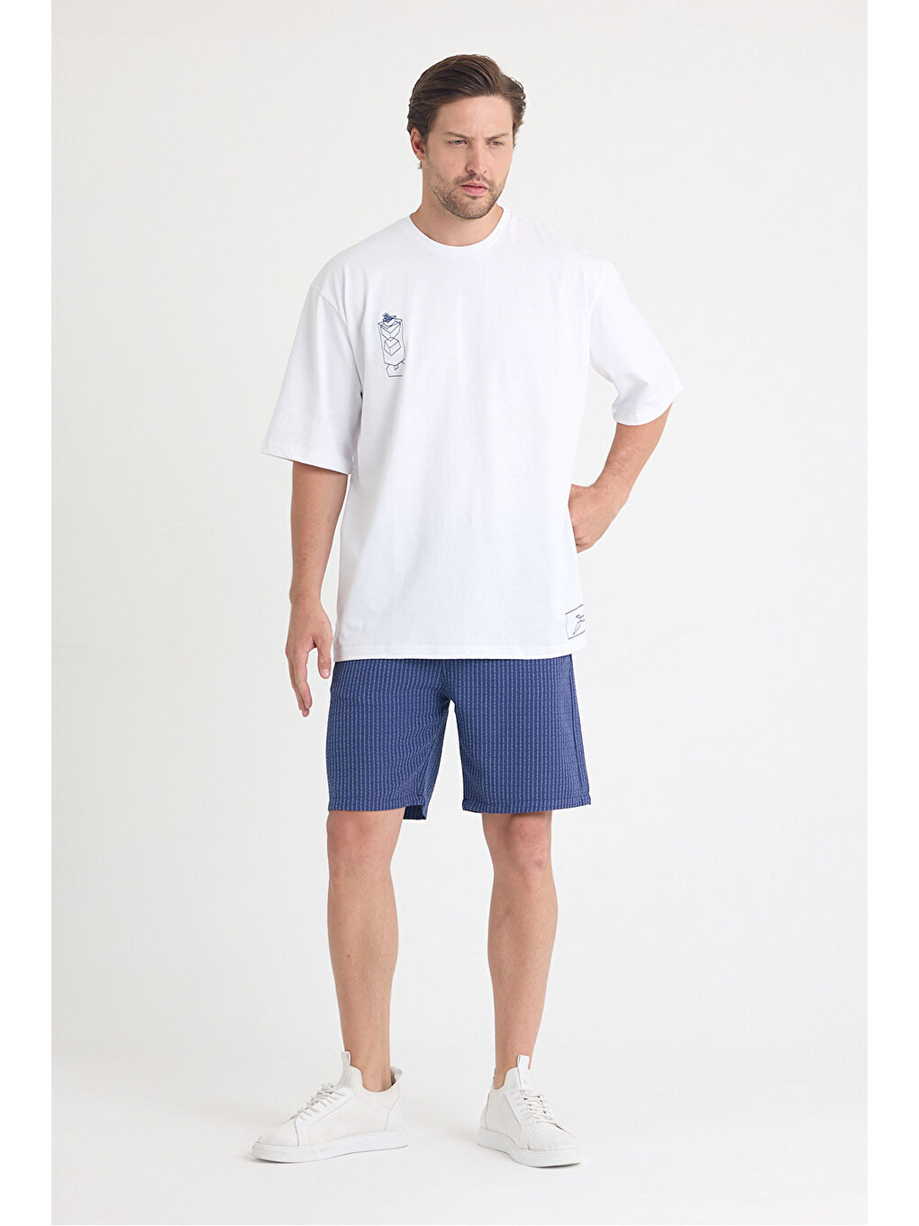 Erkek Relaxed 005 Oversize Beyaz T-Shirt-1