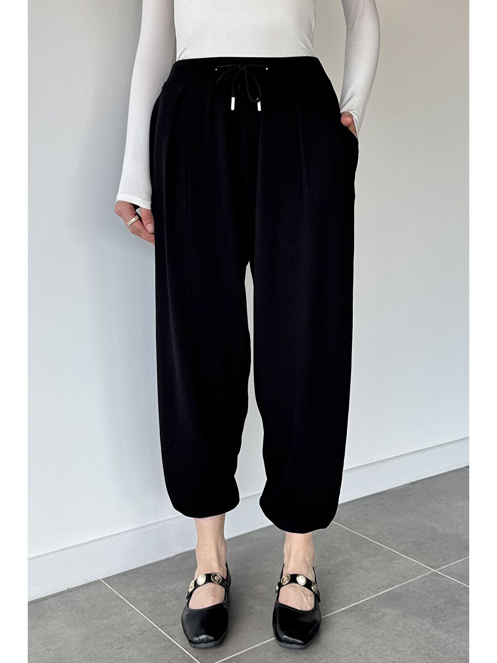 Siyah Cepli Şalvar Pantolon-1