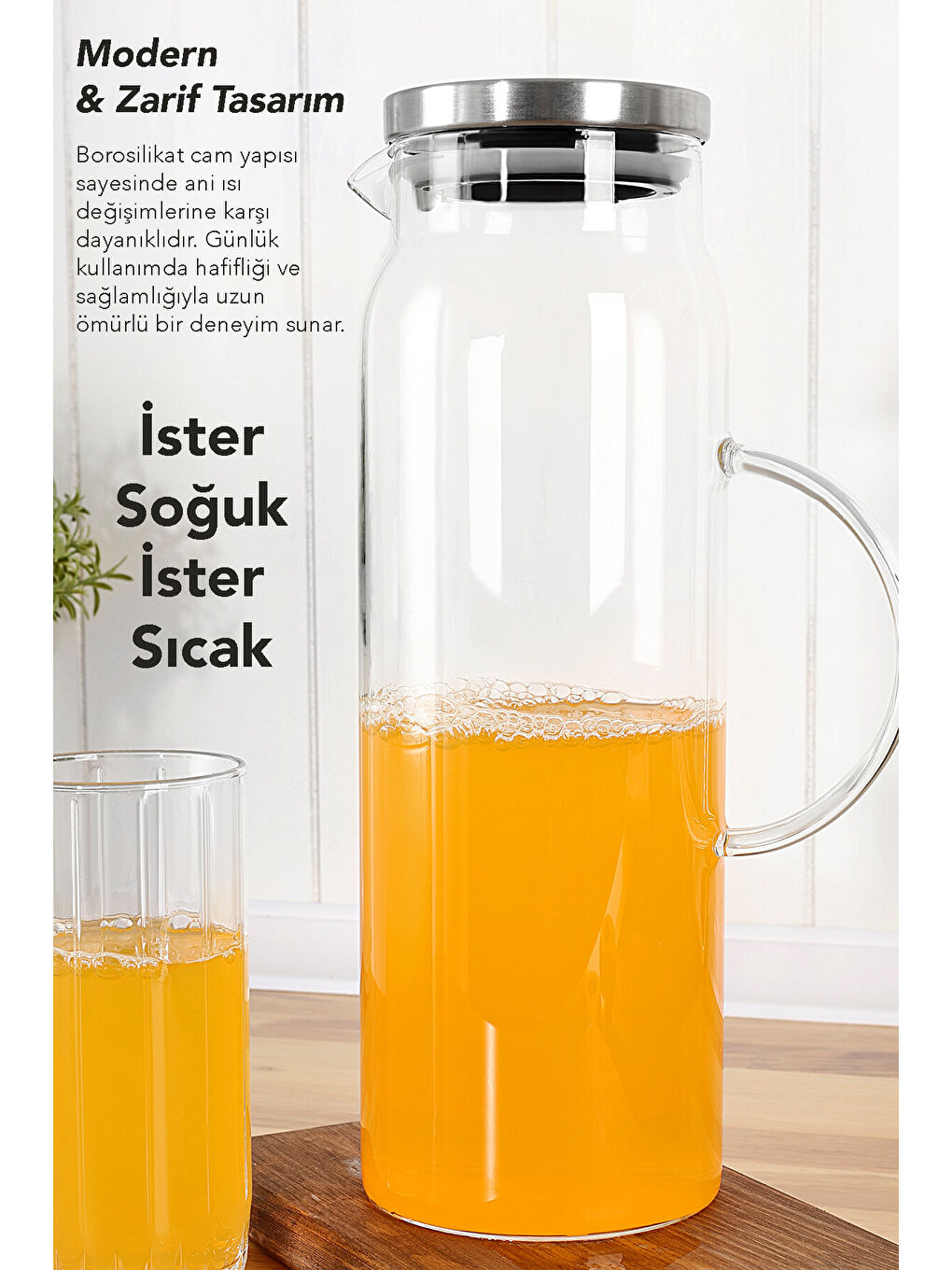 Renksiz 1,8 Litre Borosilikat Cam Sürahi-4