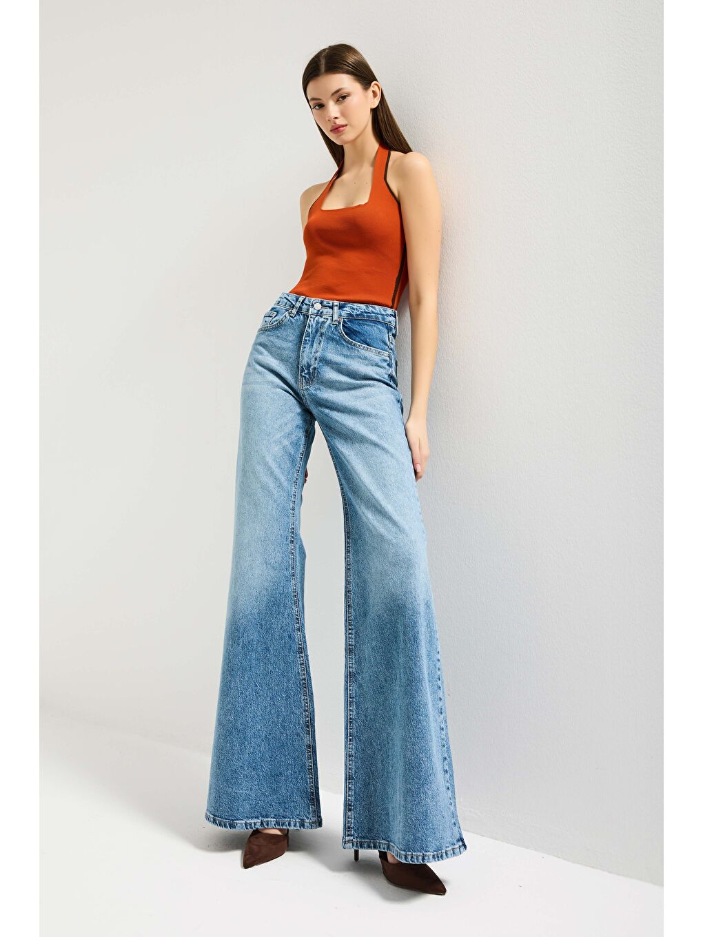 Kadın Mavi 4s6-4 Flare Fit Komfort Kumaş Denim Jean-1