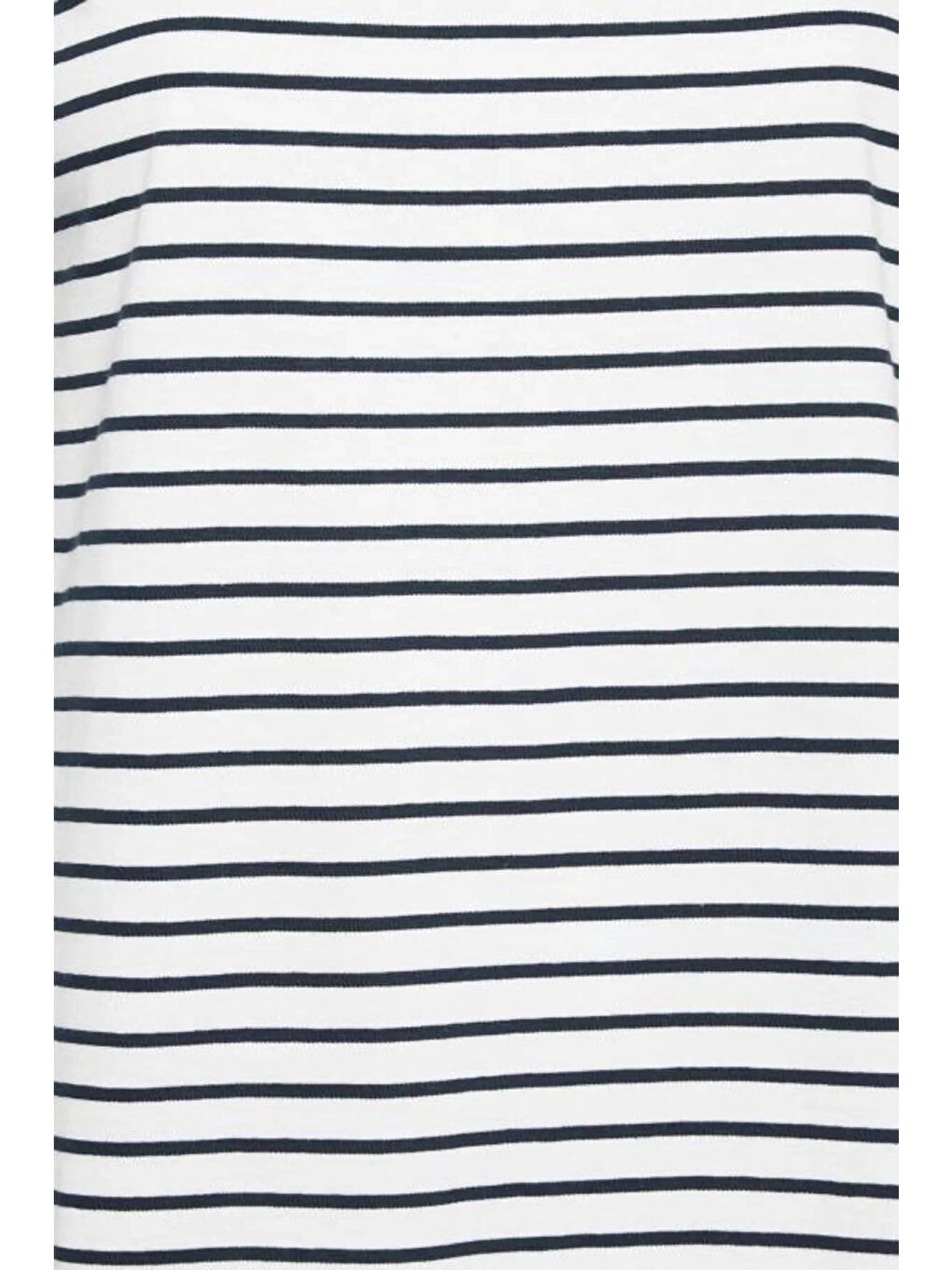 Beyaz Büyük Beden Bisiklet Yaka Kısa Kollu Yırtmaç Detaylı Çizgili Tişört 301617-3