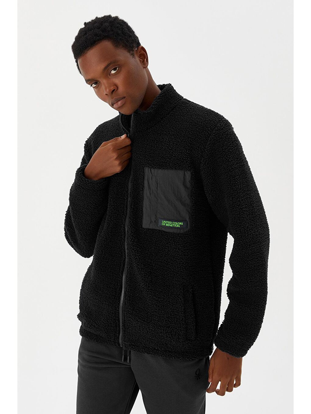 Siyah Erkek Fermuarlı Sweatshirt Hırka