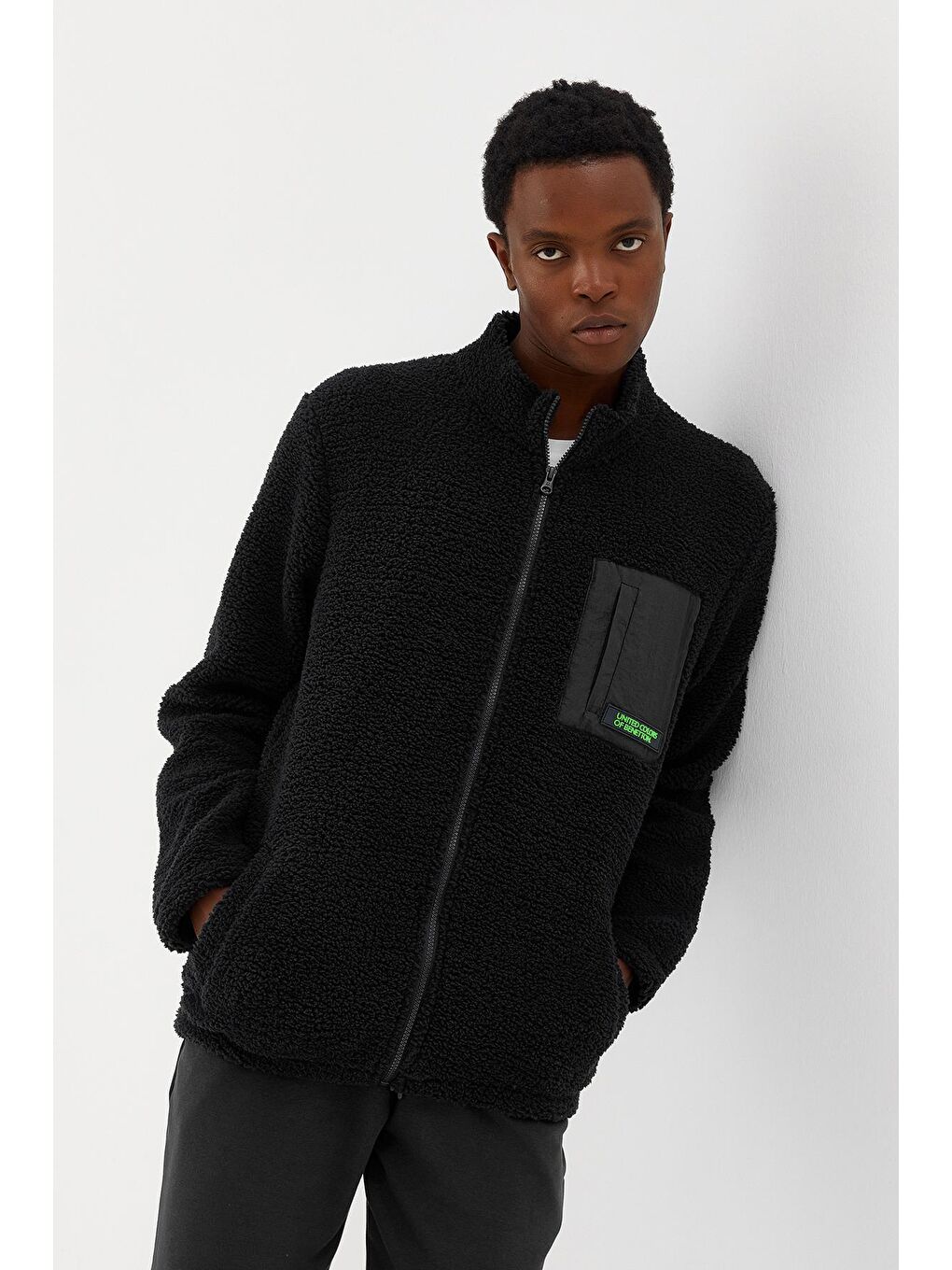 Siyah Erkek Fermuarlı Sweatshirt Hırka-1