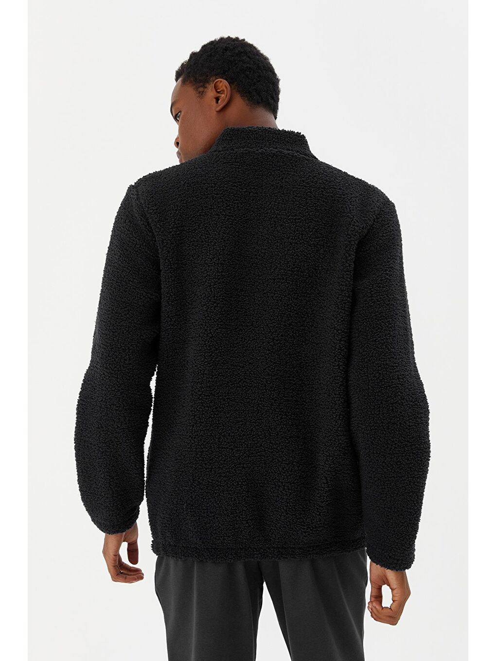 Siyah Erkek Fermuarlı Sweatshirt Hırka-2