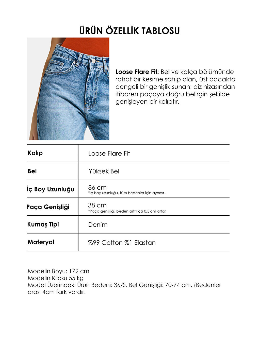 Kadın Mavi 4s6-4 Flare Fit Komfort Kumaş Denim Jean-4