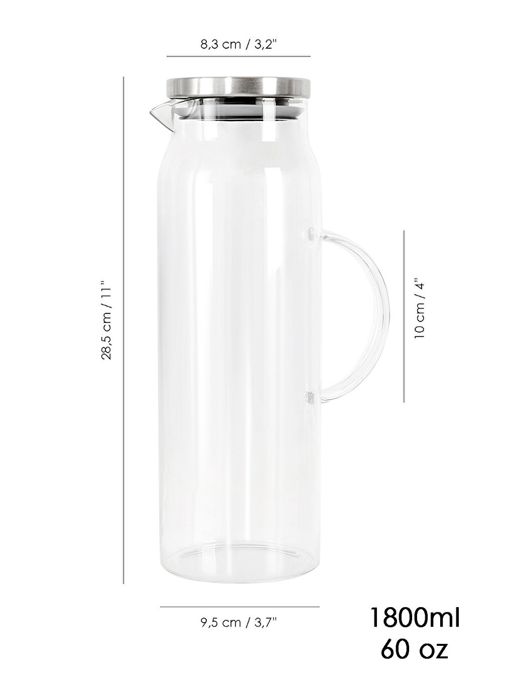 Renksiz 1,8 Litre Borosilikat Cam Sürahi-5