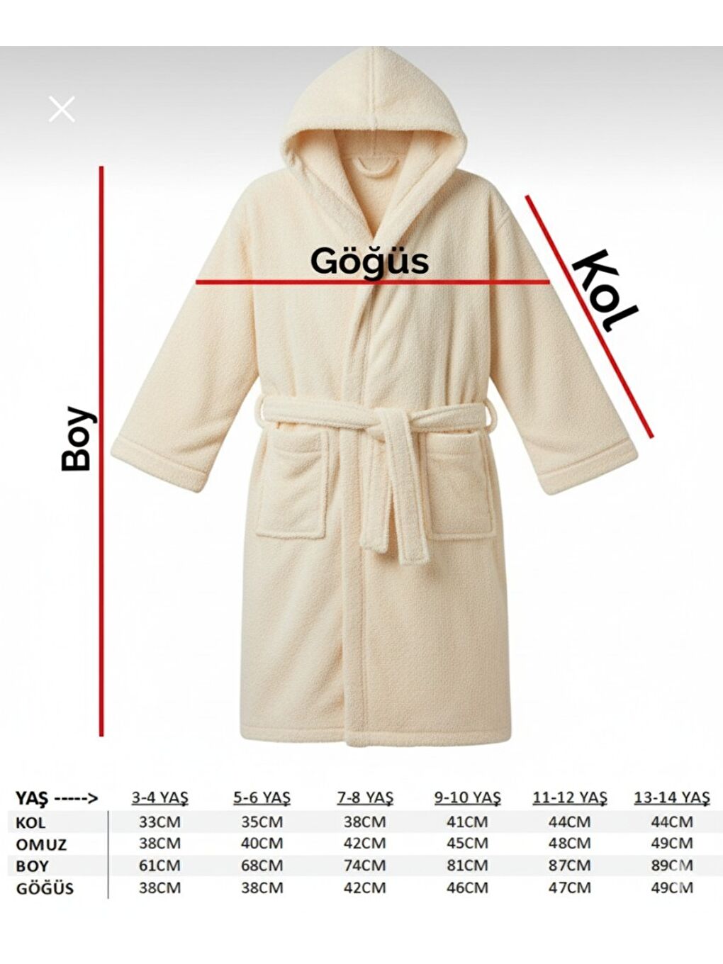 Kırmızı Çocuk Striped Peştamal Bornoz %100 Pamuk Unisex-3