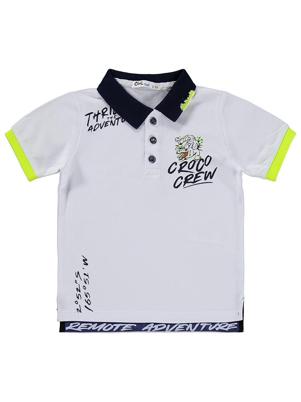 Boys Croco Crew Baskılı Şortlu 2-5 Yaş Takım - Beyaz-1