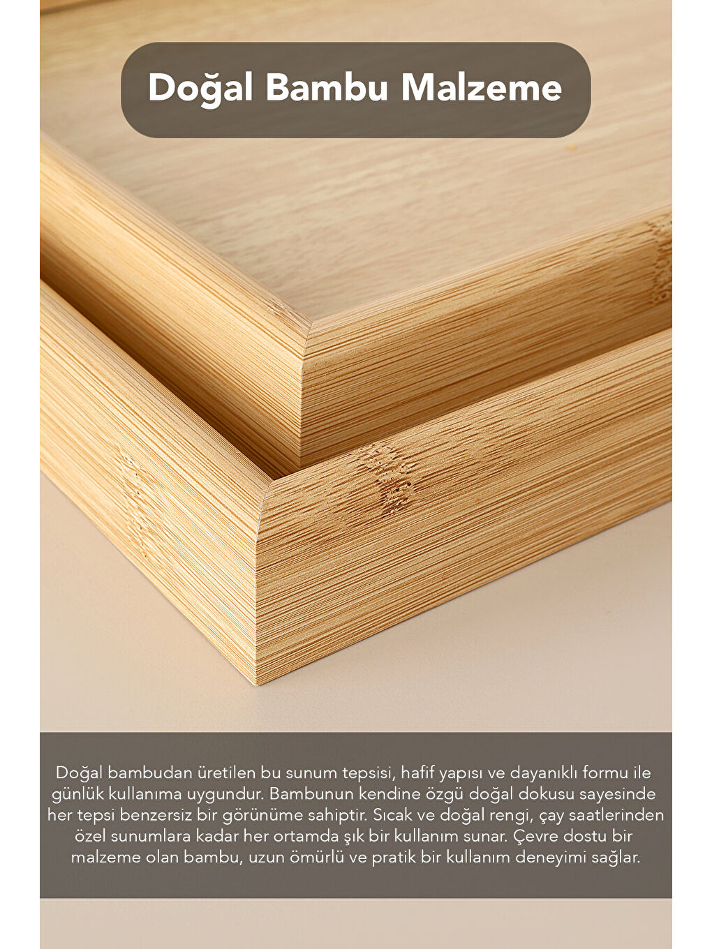 Bej 2'li Dikdörtgen Tepsi Seti-4