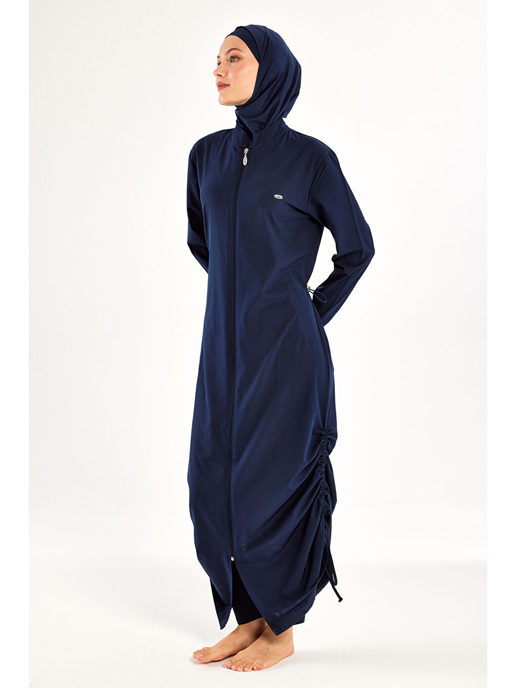 Lacivert Uzun Tam Boy Tam Kapalı Tesettür Mayo 1232 Laci01-2