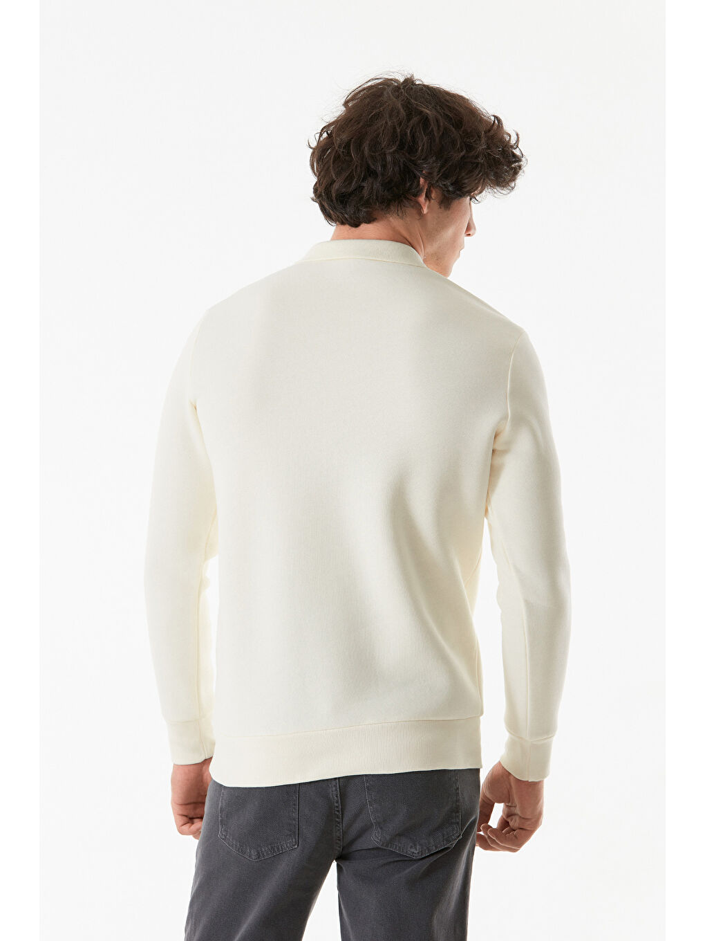 Fullamoda Ekru Basic Polo Yaka Düğmeli Sweatshirt - 4