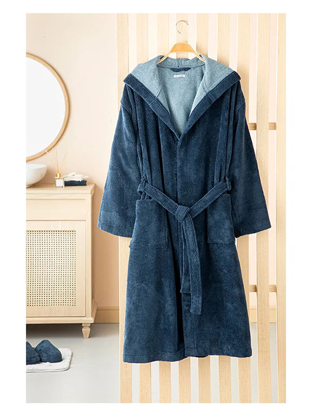 Softy Triga  100 Pamuklu Kapüşonlu Bornoz Lacivert