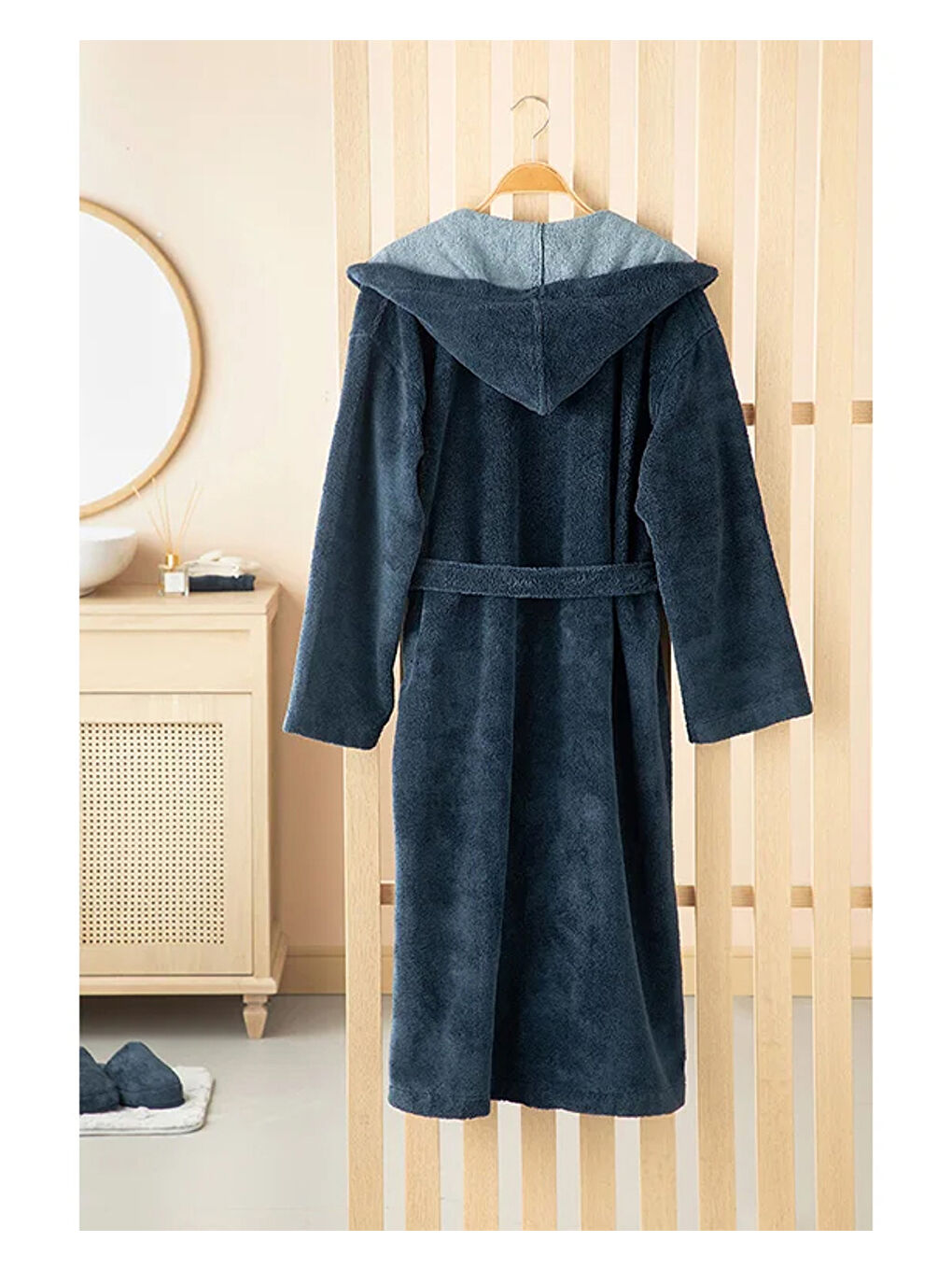 Softy Triga  100 Pamuklu Kapüşonlu Bornoz Lacivert-1