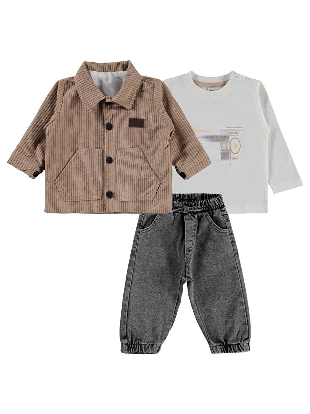 Bej Baby Kadife Ceketli 6-18 Ay Takım-2