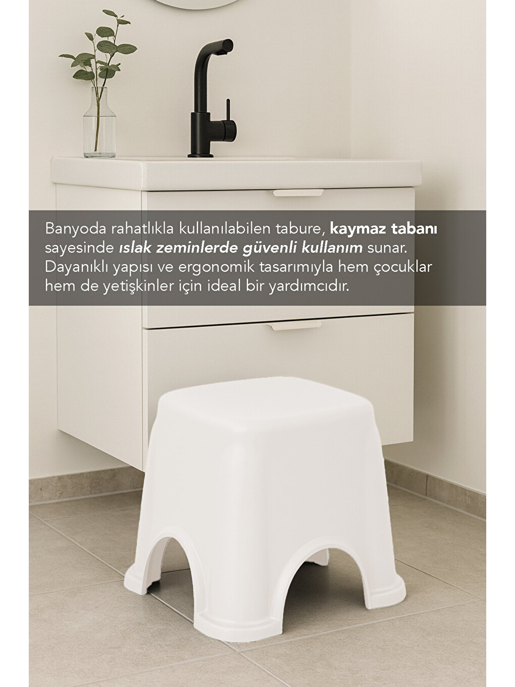 Beyaz Kaymaz Banyo Taburesi-2