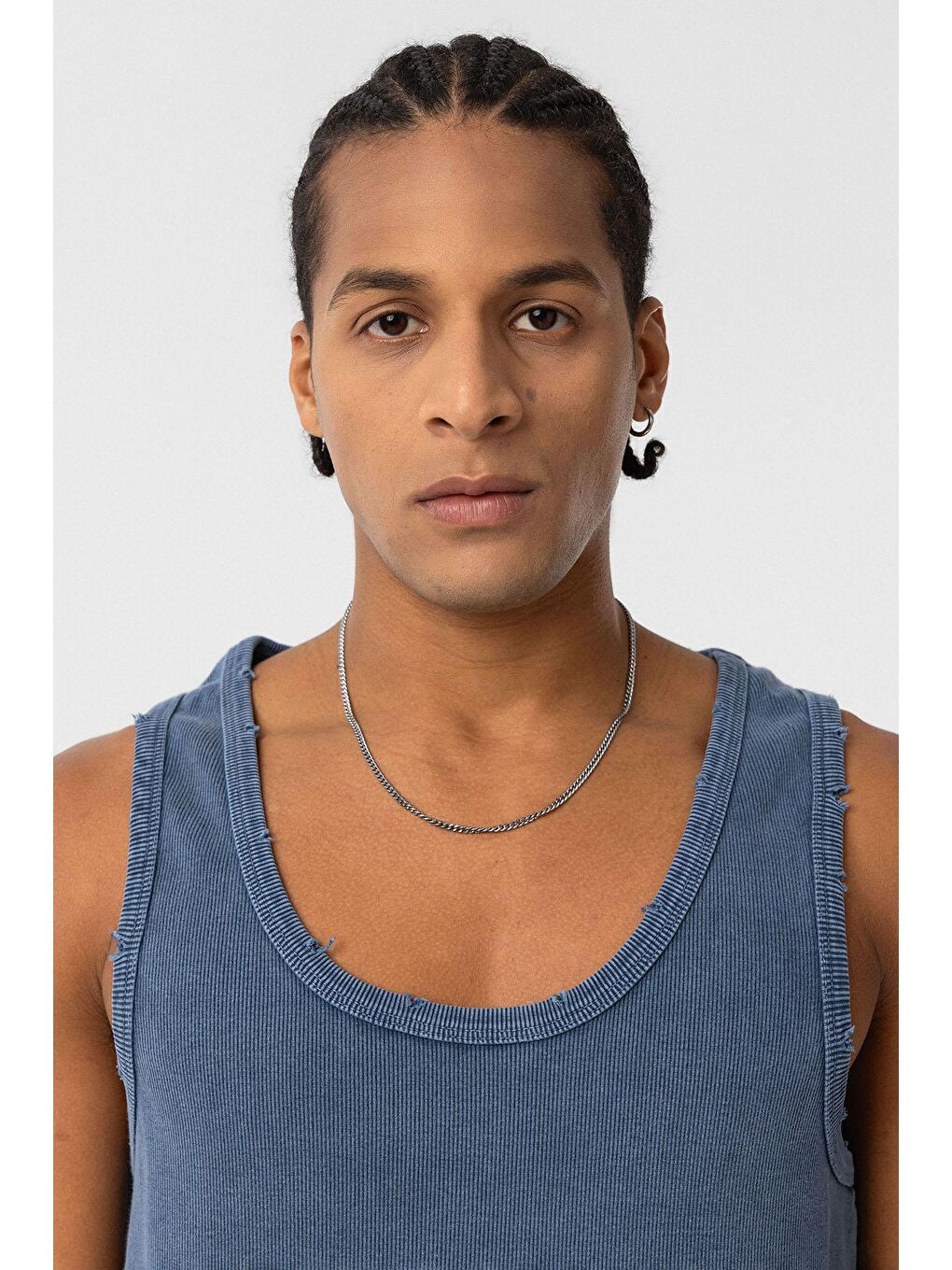 Yıkamalı Tank Top Kaşkorse Kolsuz Tişört İndigo-4