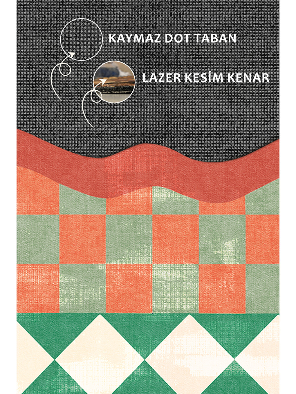 Karışık Modern Dekoratif Halı – Makinada Yıkanabilir, Kaymaz Taban, İnce Lazer Kesim Halı-3