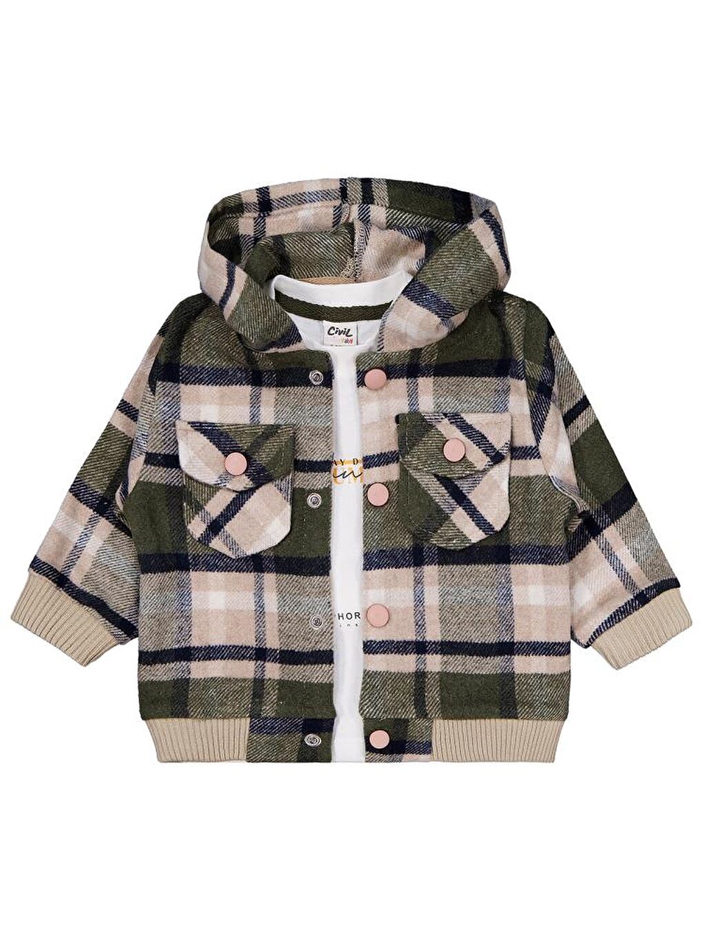 Haki Baby Kapüşonlu 6-18 Ay Takım-2