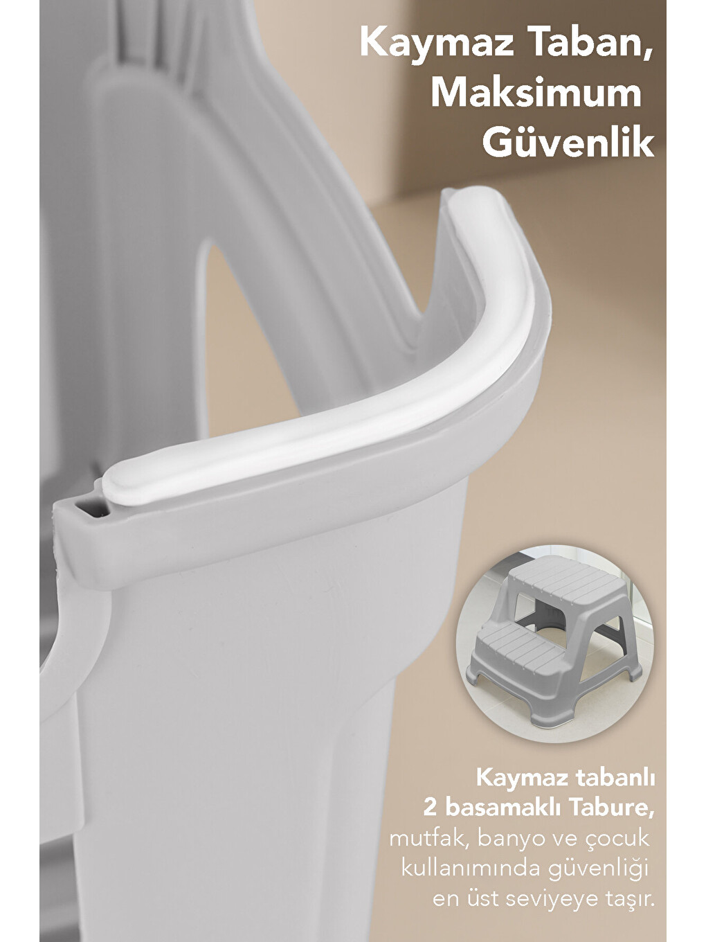 Gri 2 Basamaklı Merdiven Tabure-2